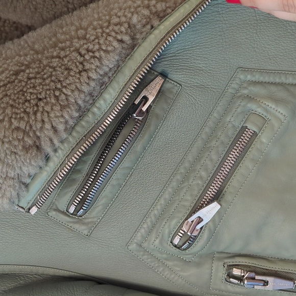 The Arrivals Moya Leather Coat Sage Green L - Picture 4 of 10